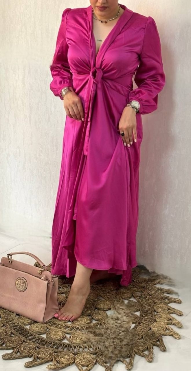 پیراهن مجلسی بلند زنانه برند بوهو کاملا مجلسی  ساحلی اورجینال جنس ساتن