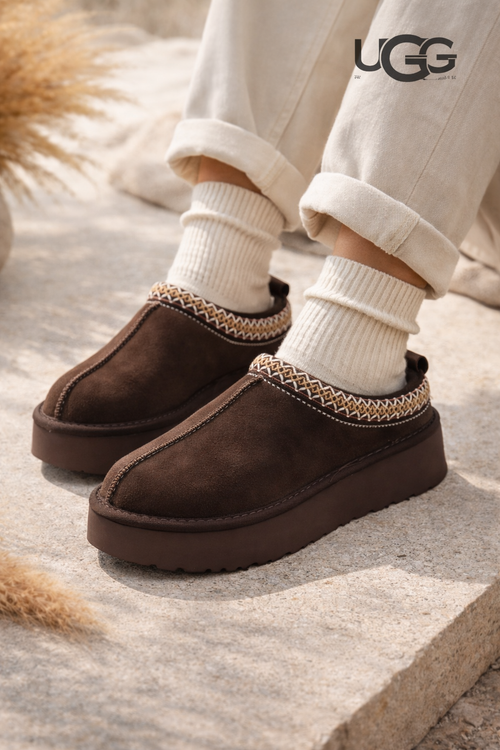 کفش اسلیپر پلتفرم UGG زنانه قهوهای