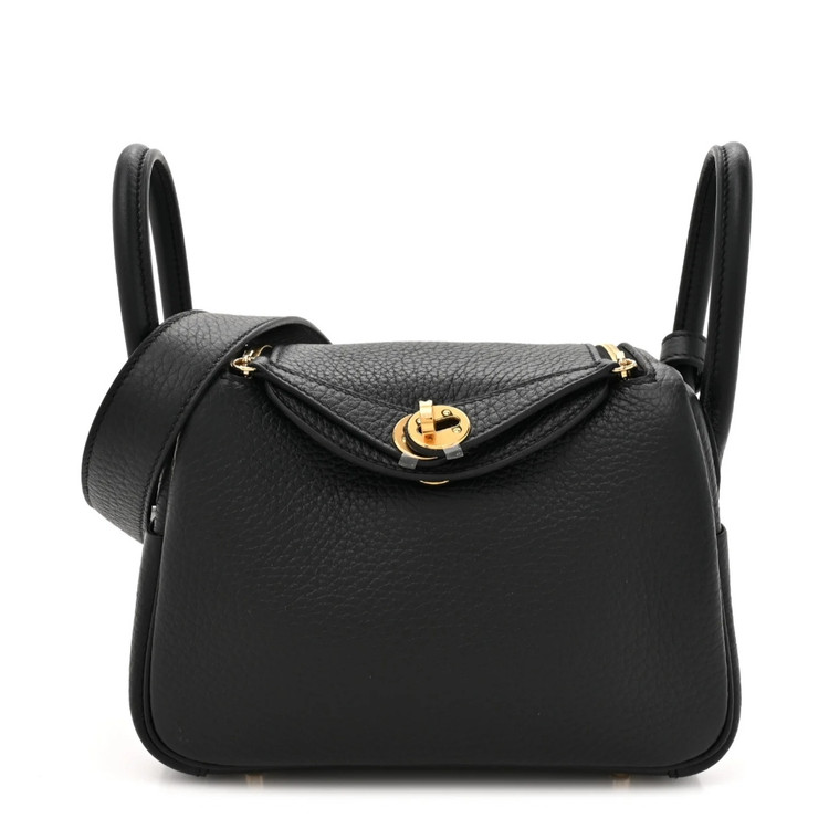 کوله پشتی زنانه هرمس اصل چرم طبیعی مشکی با یراق طلایی