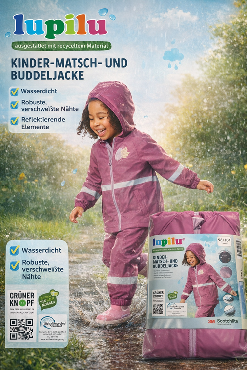 کت بارانی بچگانه ضدآب با نوار شبرنگ