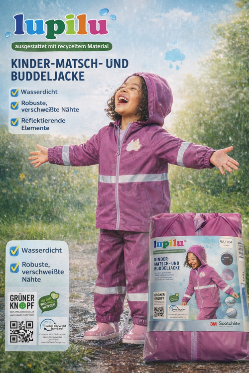 کت بارانی بچگانه ضدآب با نوار شبرنگ