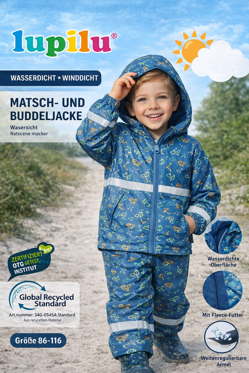 کت بچگانه ضدآب و ضدباد Lupilu مناسب هوای بارانی و سرد