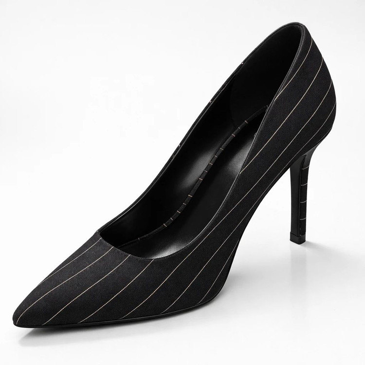 کفش زنانه پاشنه بلند راهراه مشکی سفید سایز ۴۰