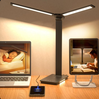 چراغ مطالعه LED تاشو دو بازویی شارژ USB لمسی مشکی