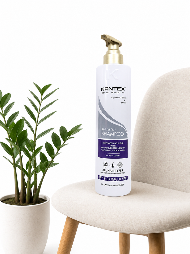 شامپو کراتین کانتکس KANTEX Keratin Shampoo حجم 600 میلیلیتر | تقویت و ترمیم موهای خشک و آسیبدیده