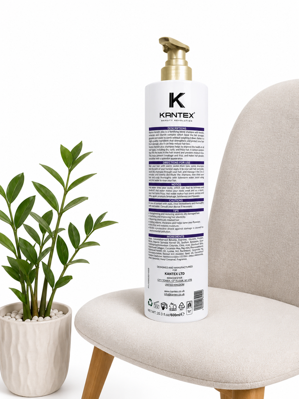 شامپو کراتین کانتکس KANTEX Keratin Shampoo حجم 600 میلیلیتر | تقویت و ترمیم موهای خشک و آسیبدیده