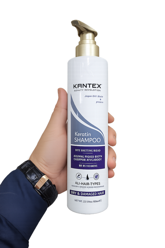 شامپو کراتین کانتکس KANTEX Keratin Shampoo حجم 600 میلیلیتر | تقویت و ترمیم موهای خشک و آسیبدیده